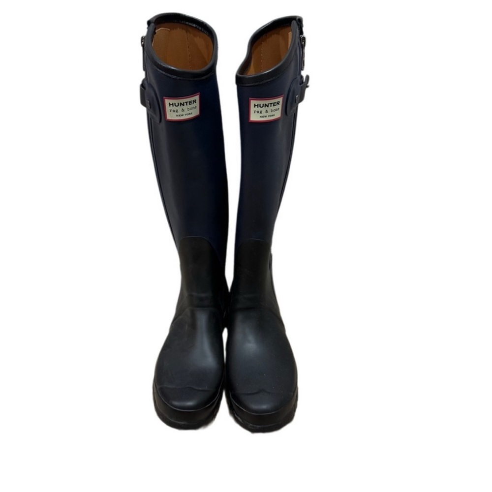 Hunter X Rag & Bone Women's Black Rain Boots Pre Owned, size 40/41 - Picture 3 of 10